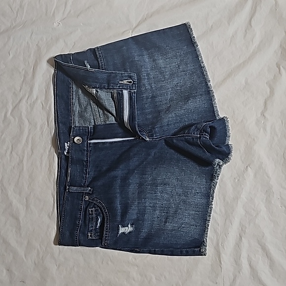 Sugar & Jade Girl Size 14 Plus Blue Denim Frayed Hem Distressed 5 Pockets Short - Picture 3 of 13